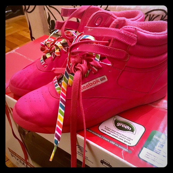reebok freestyle hi hot pink